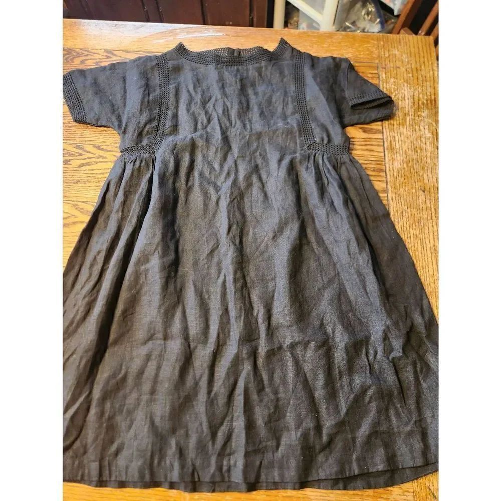 Pomegranate black linen dress sz Small